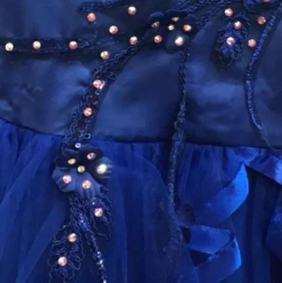 Royal blue flower girl jeweled bling pageant dress - Picture 8 of 12